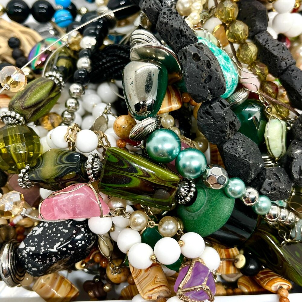 VINTAGE & MODERN 5 Pound Jewelry Lot Beaded Mystery Wearable Craft Junk Resell